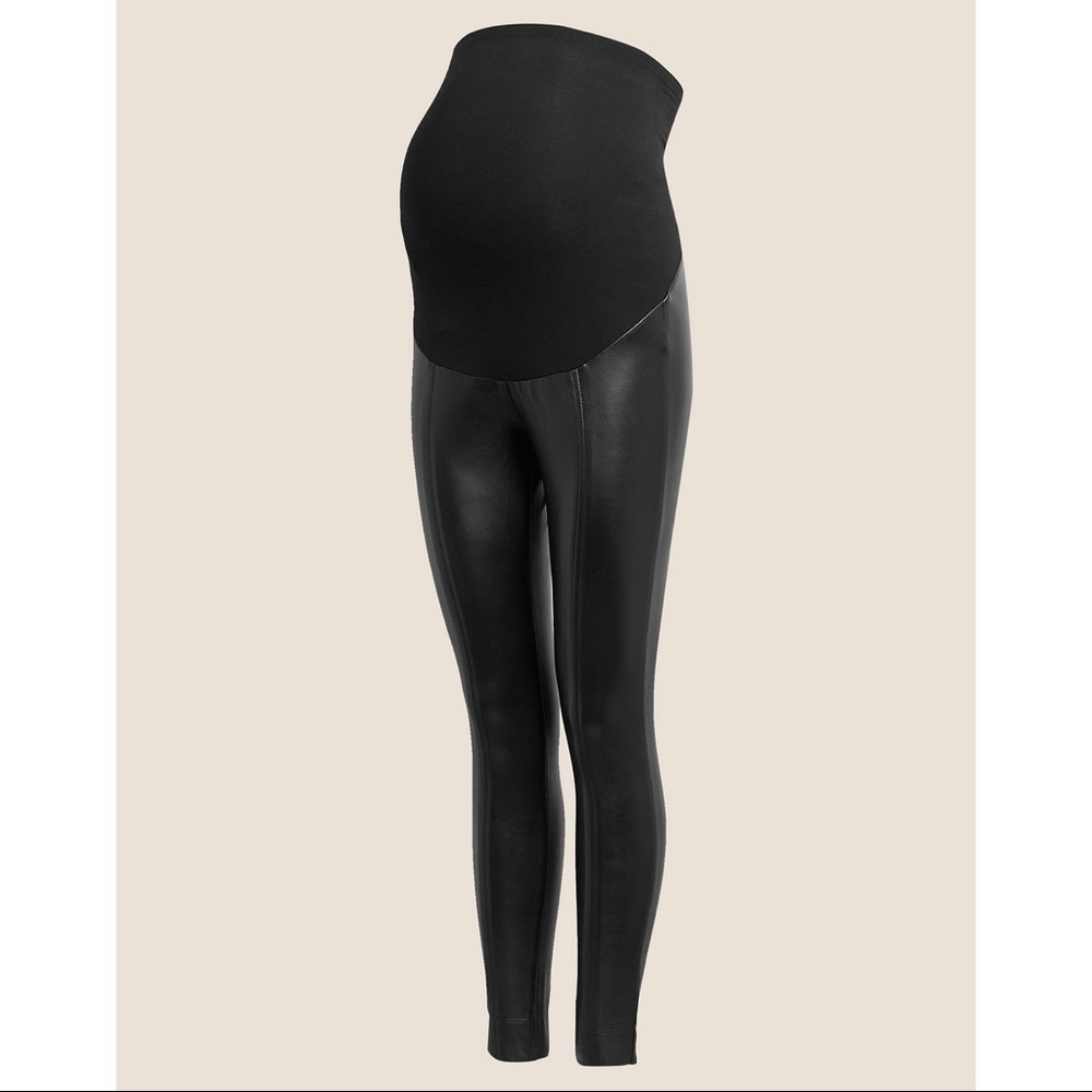 NWT M&S Maternity Leather Look Over Bump Leggings Sz 18/XXL